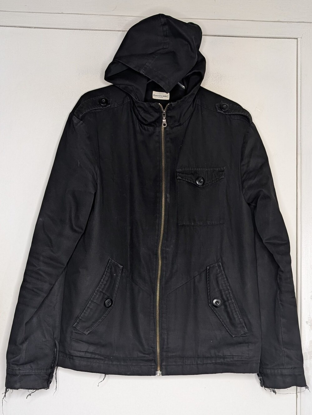 Bridge & Burn warbler hooded trench jacket in  black size large